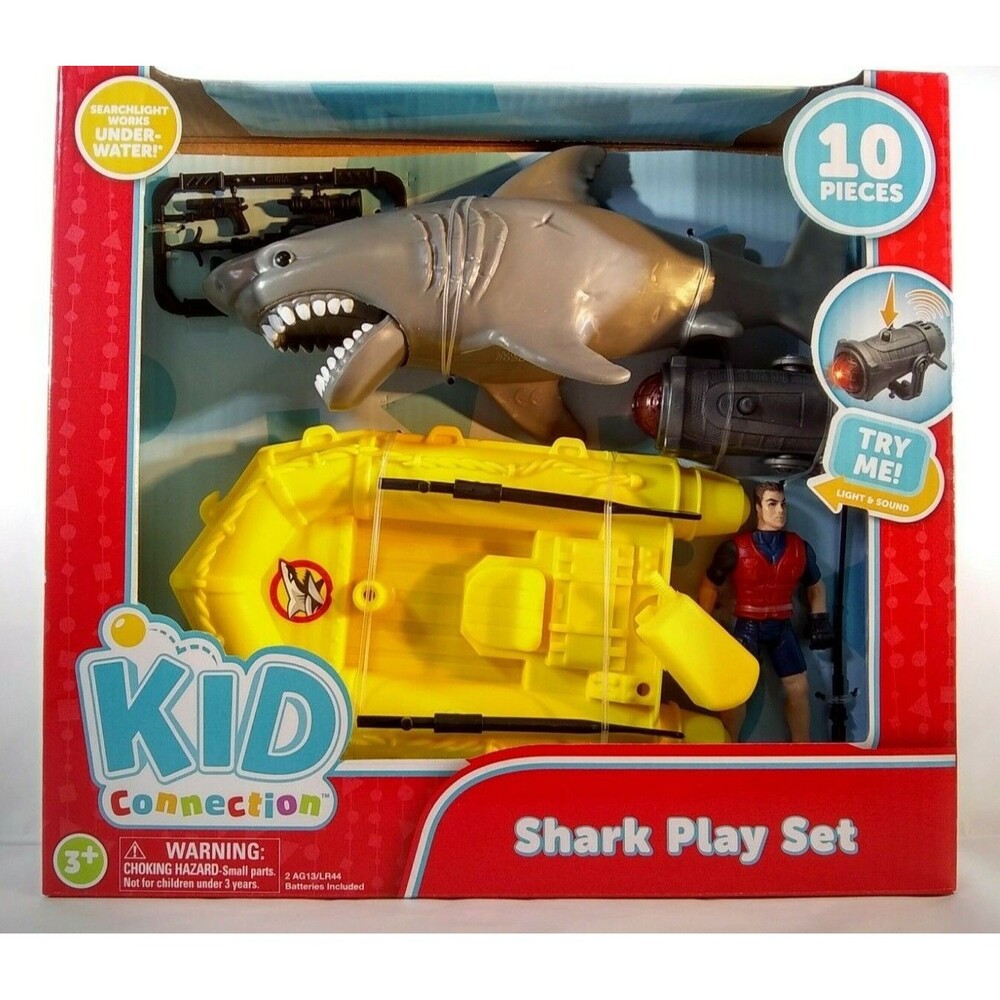 Shark Play Set with Yellow Boat Figure Spotlight Kids Connection Toy Searchlight